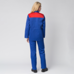 Костюм женский Передовик NEW (тк.Смесовая,210) брюки, васильковый/красный — изображение 2