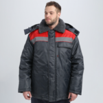 Куртка зимняя Бригада NEW (тк.Оксфорд), т.серый/красный