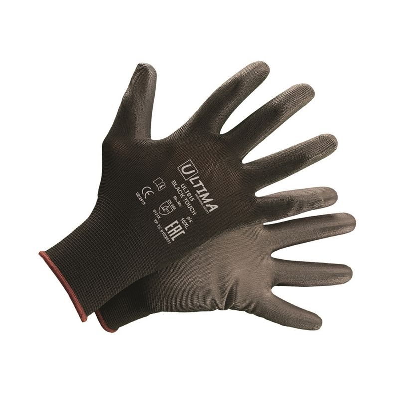 3 Перчатки нейлоновые с полиуретановым покрытием Ultima ULT615 Black Touch — изображение 1