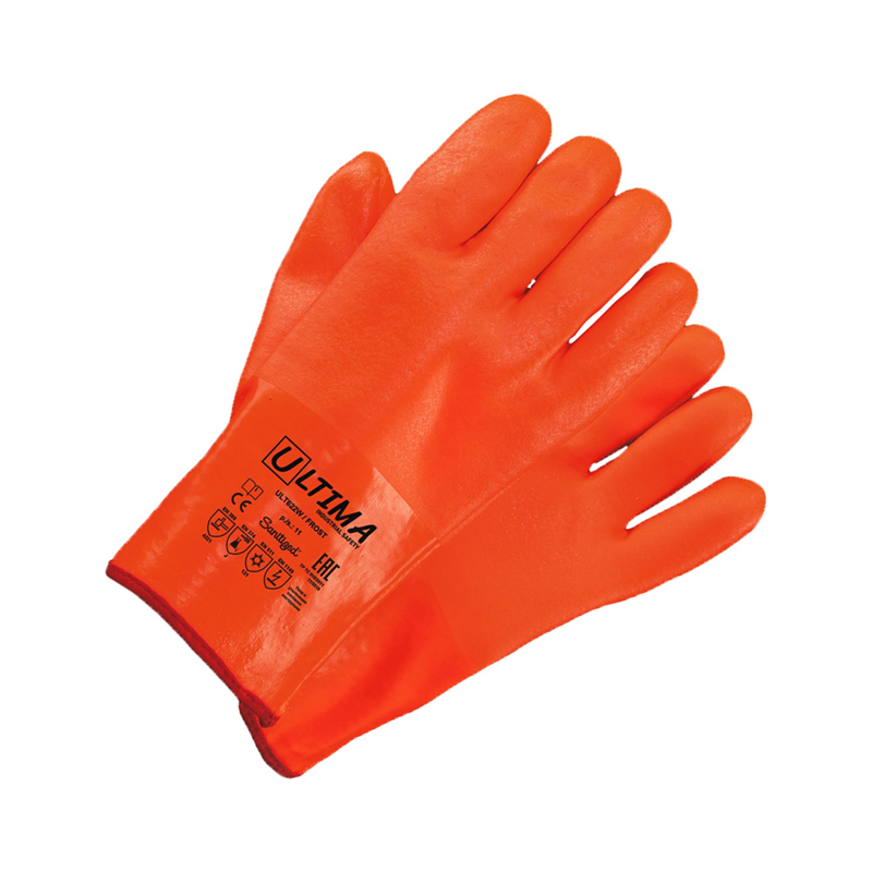 62 Перчатки нефтеморозостойкие утеплённые с ПВХ-покрытием Ultima Frost ULT622W (удлинённая крага) — изображение 1