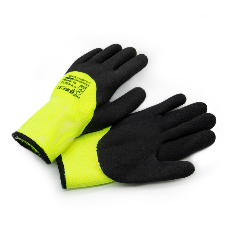 76 Перчатки акриловые утеплённые Scaffa NM1355DF-HY/BLK (3/4 вспененный латекс) — изображение 1
